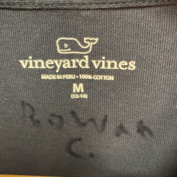 Vineyard Vines Navy Whale Crossed Hockey Sticks LS Pocket T-Shirt Size M 12-14 - Picture 4 of 10